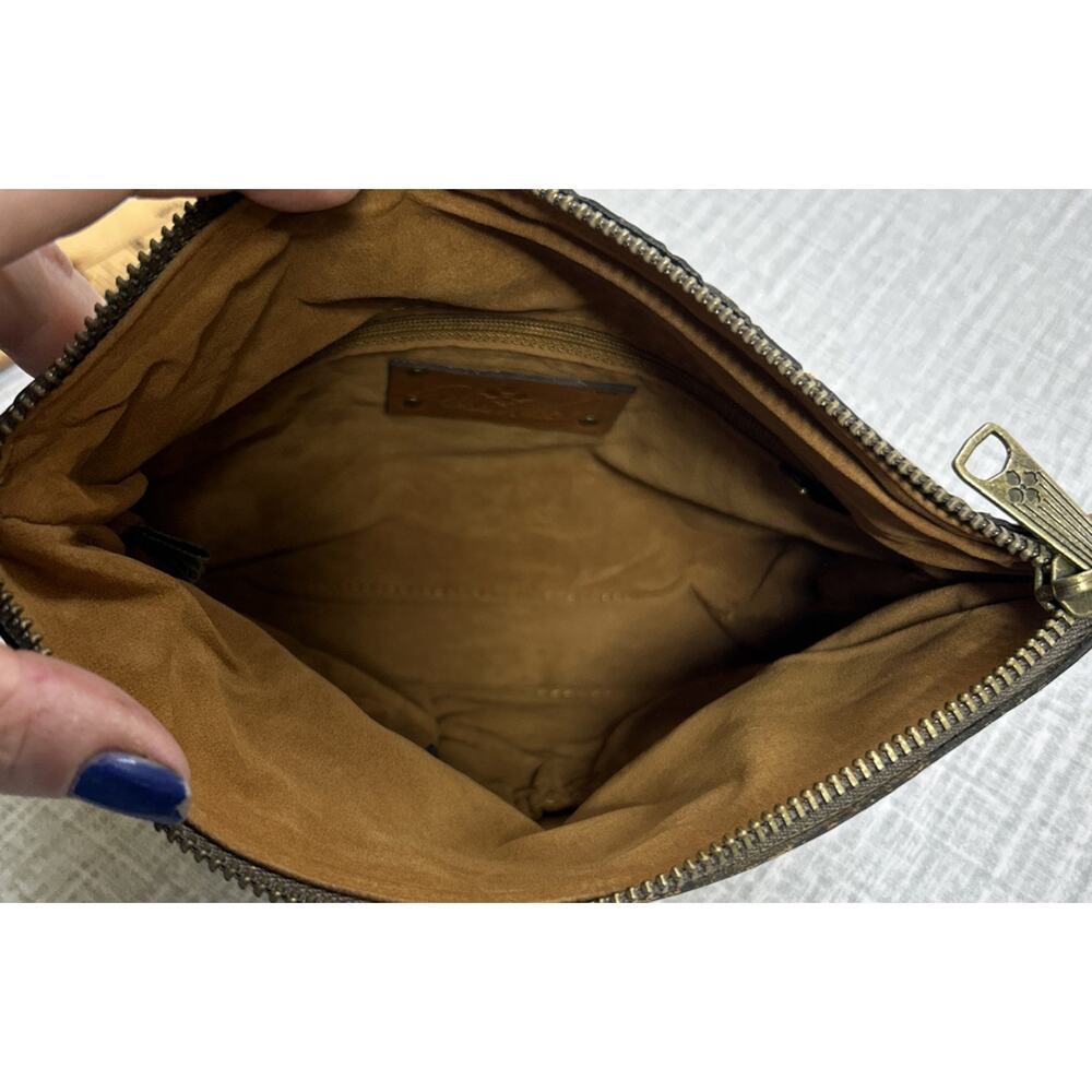Patricia Nash Valerie Brown Leather Wristlet Fold Over Clutch Bag Purse Vtg Boho - Picture 6 of 9